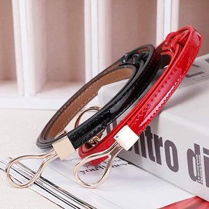 Leather Skinny Women Belt Thin Waist Belts for Dresses up to 37 Inches with